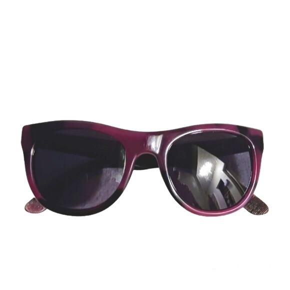 Burberry Sunglasses Tortoiseshell PURPLE BLACK Round Cat Eye Gray Lens Authentic - Picture 1 of 16